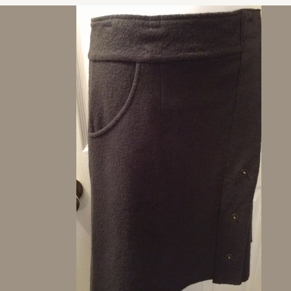 Anthropologie SPARROW Wrap & Snap Skirt Dark Green Wool Winter Knit A-Line - Picture 3 of 8